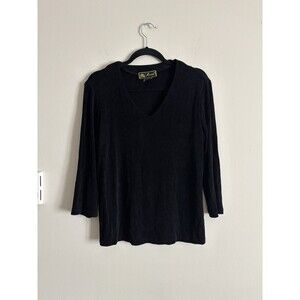 Vintage Marisol 90s Y2K Slinky Knit Top Womens Large Black Boho Goth Whimsy